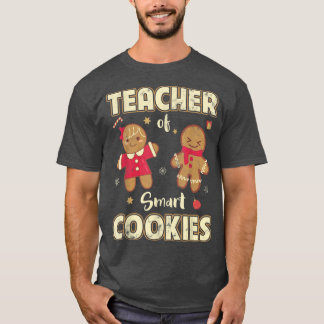 Teacher Of Smart Cookies Christmas Snow Candy Cane T-Shirt