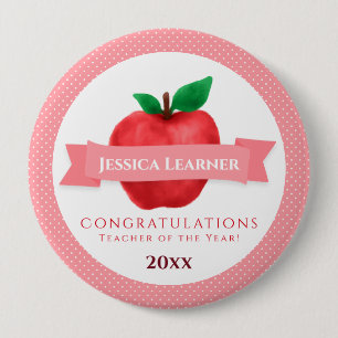Teacher of the Year Apple theme award 10 Cm Round Badge