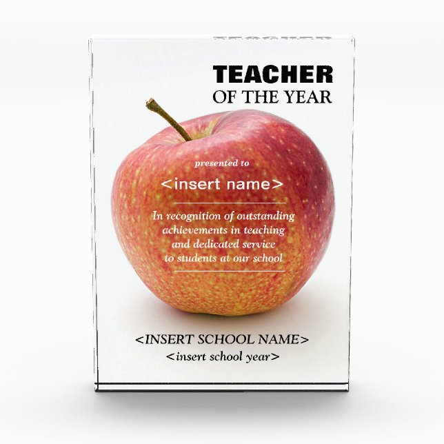 Teacher of the Year Award Photo Block (Front)