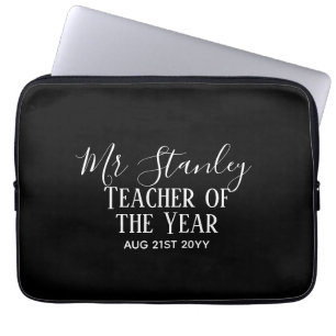 Teacher of the Year Personalised Modern Text Gift Laptop Sleeve