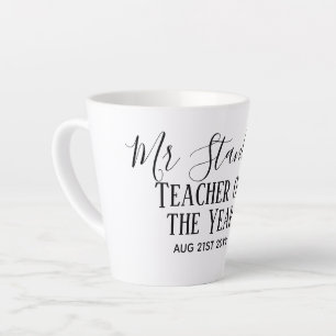 Teacher of the Year Personalised Modern Text Gift Latte Mug