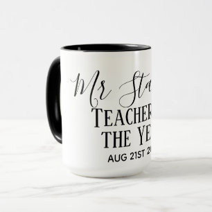 Teacher of the Year Personalised Modern Text Gift Mug