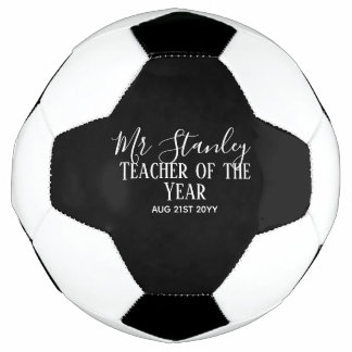 Teacher of the Year Personalised Modern Text Gift Soccer Ball