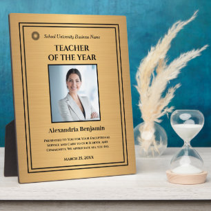 Teacher of the Year Photo Gold Award Personalise   Plaque