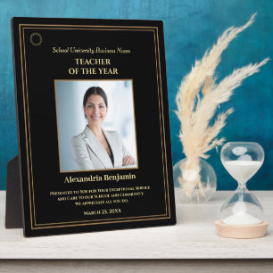 Teacher of the Year Photo Gold Personalise Award   Plaque