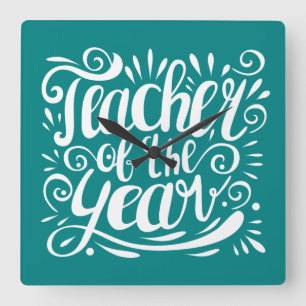 Teacher of the Year Square Wall Clock