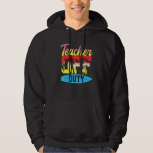 Teacher Off Duty Vacation Sunset Beach Summer Retr Hoodie