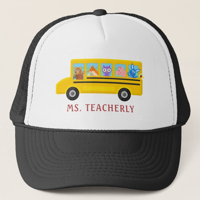 Teacher or Bus Driver Cute Animals | Personalised Trucker Hat (Front)