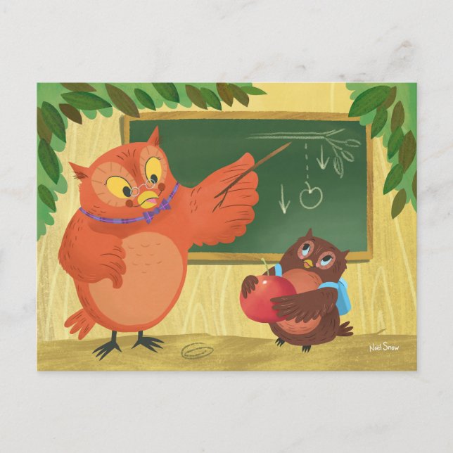 Teacher Owl Blank Postcard (Front)