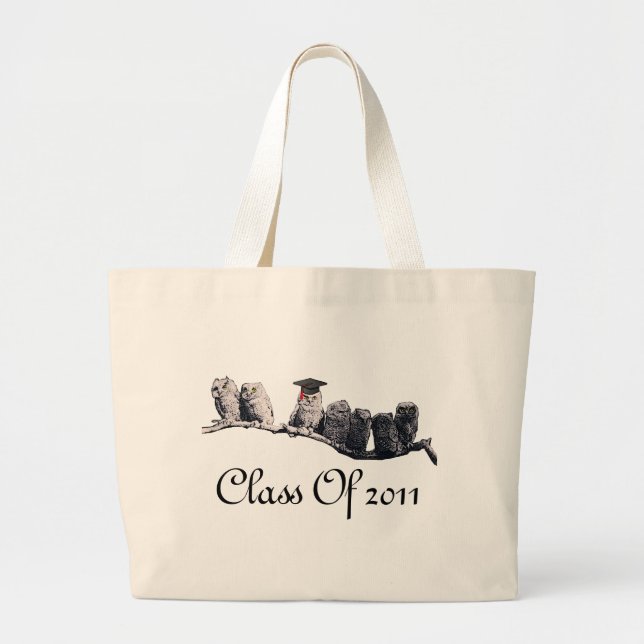 TEACHER OWL / GRADUATION PARTY LARGE TOTE BAG (Front)