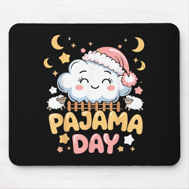 Teacher Pajama Day Shirt, Funny Cloud Sleever Scho Mouse Pad (Front)
