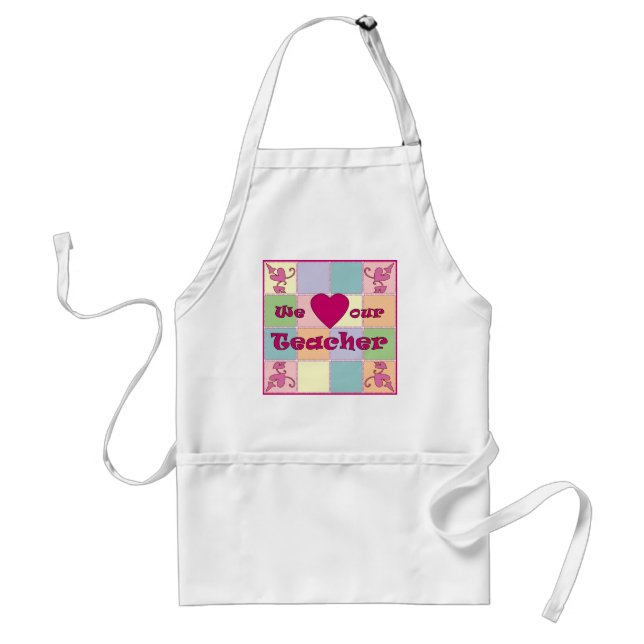 Teacher Patchwork (Pink) Apron (Front)
