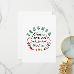 Teacher Peace Love Joy Christmas Thank You Card