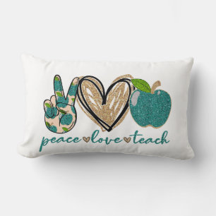 Teacher Peace & Love Lumbar Cushion