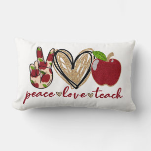 Teacher Peace & Love Lumbar Cushion