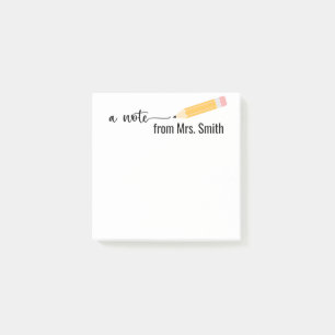 Teacher Pencil "A Note From" Personalised Post-It