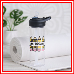 Teacher Pencil Back To School Appreciation Water Bottle
