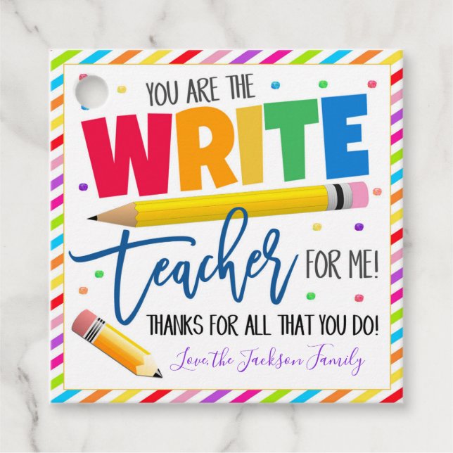 Teacher Pencil Gift Tags (Front)