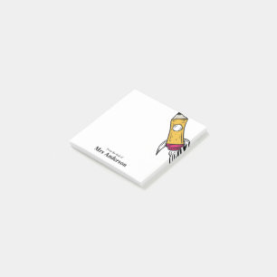Teacher Pencil Spaceship Rocket School Post-it Notes