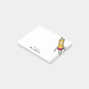 Teacher Pencil Spaceship Rocket School Post-it Notes