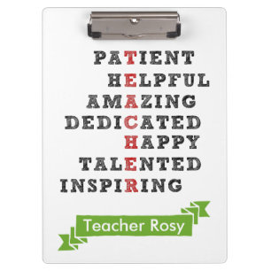 Teacher Personal Stationery - Characteristics Clipboard