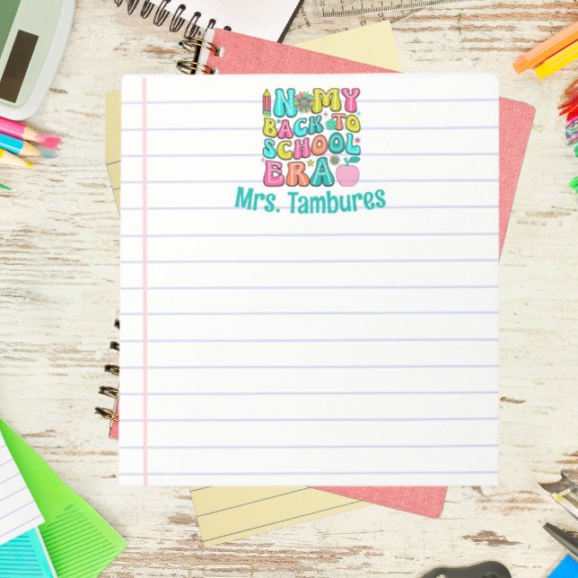 Teacher Personalised Back to School Era Lined Notepad (Creator Uploaded)