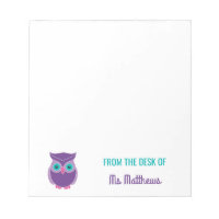 Teacher Personalised Cute Purple Owl From The Desk