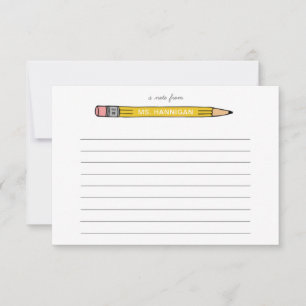 Teacher Personalised Note Cards with No. 2 Pencil