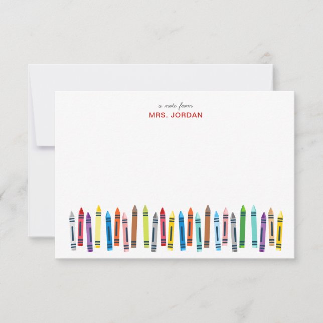 Teacher Personalised Note Cards with Wax Colouring (Front)