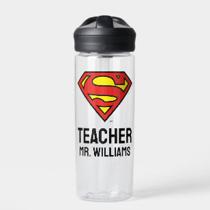 Teacher Personalised Superman Logo Water Bottle