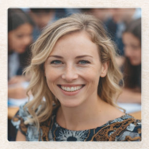 Teacher Photo Customize Personalize Glass Coaster