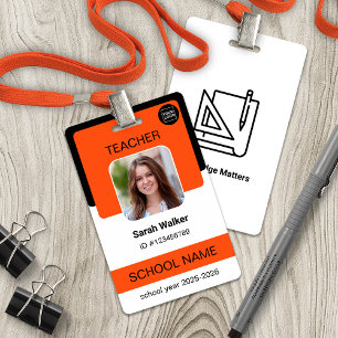 Teacher Photo ID Badge – School Staff - Orange