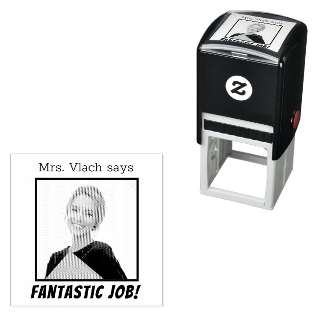 Teacher Photo Personalised Fantastic Job Self-inking Stamp (In Situ)