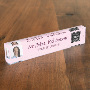 Teacher Photo School Logo Modern Nameplate