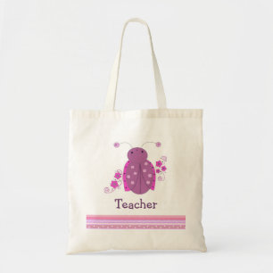 Teacher Pink and Purple Ladybug Tote Bag