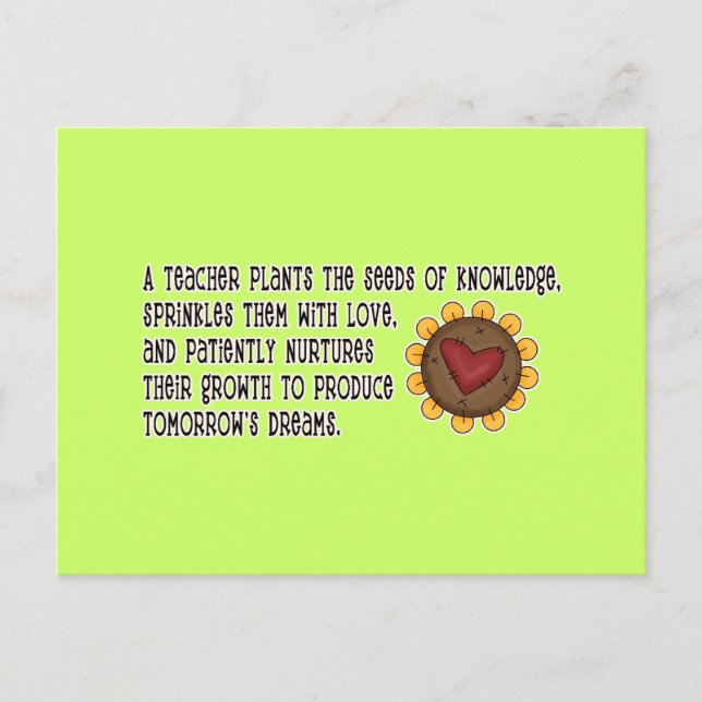 Teacher Plants Seeds Tshirts and Gifts Postcard (Front)