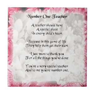 Teacher Poem - Pink Floral edge Design Ceramic Tile
