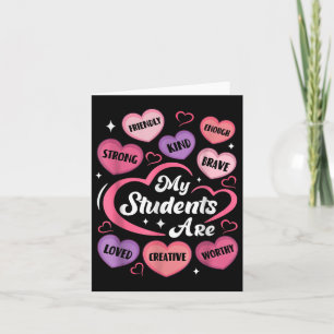 Teacher Positive Affirmations Candy Heart Valentin Card