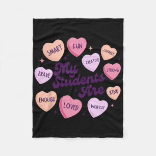 Teacher Positive Affirmations Valentine Candy Hear Fleece Blanket