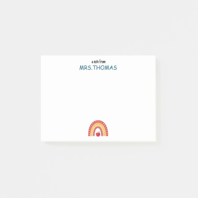 Teacher Post-it Notes – Personalised Rainbow Desig (Front)