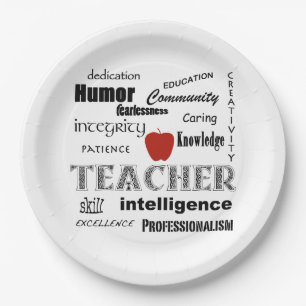 Teacher Pride+Red Apple Paper Plate