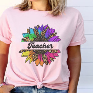 Teacher Profession Rainbow Sunflower  T-Shirt