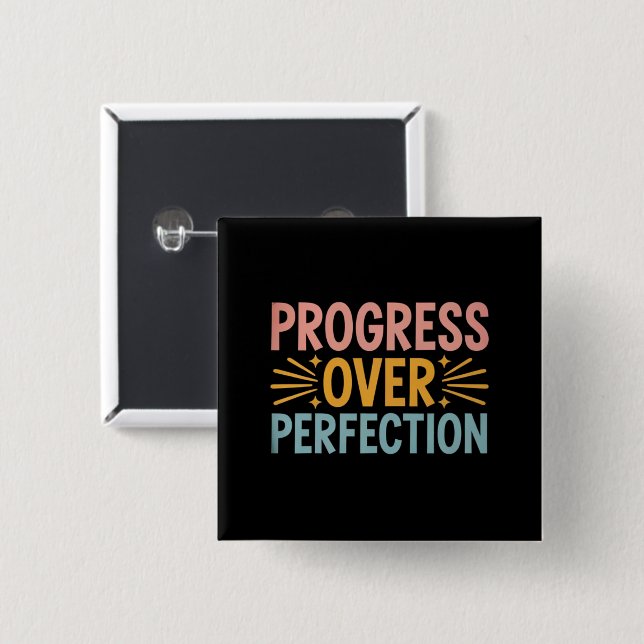 Teacher Progress Over Perfection Back to School  15 Cm Square Badge (Front & Back)
