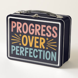 Teacher Progress Over Perfection Back to School  Metal Lunch Box