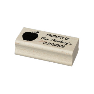Teacher Property of Classroom Apple Silhouette Rubber Stamp