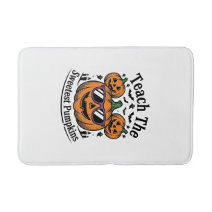 Teacher Pumpkin Shirt Cute Halloween Class Design_ Bath Mat