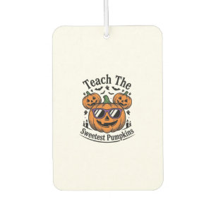 Teacher Pumpkin Shirt Cute Halloween Class Design_ Car Air Freshener