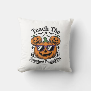 Teacher Pumpkin Shirt Cute Halloween Class Design_ Cushion