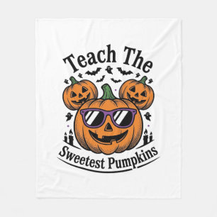 Teacher Pumpkin Shirt Cute Halloween Class Design_ Fleece Blanket