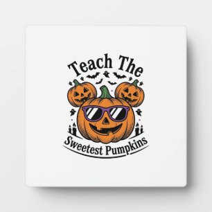 Teacher Pumpkin Shirt Cute Halloween Class Design_ Plaque